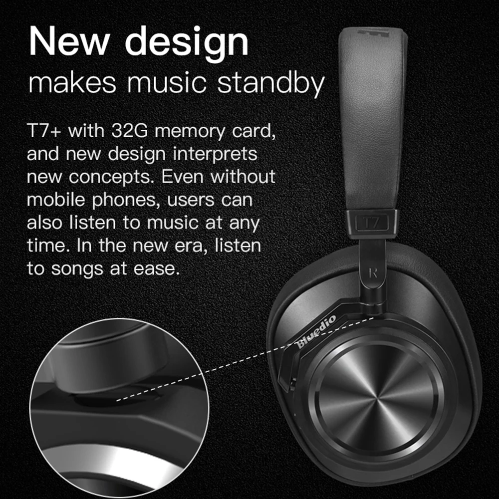  Bluedio T7 Plus Bluetooth Headphone User-defined Active Noise Cancelling Wireless Headset Support S
