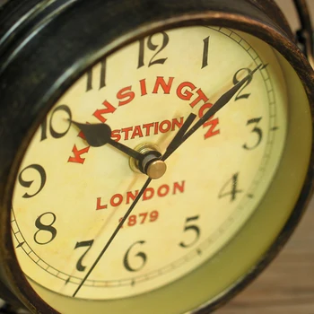 

Desktop Clock Decoration Bedside Office Silent Decor Retro Table Round