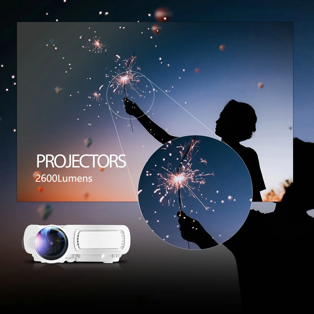  POWERFUL T5 mini Projector Support 720P 170‘