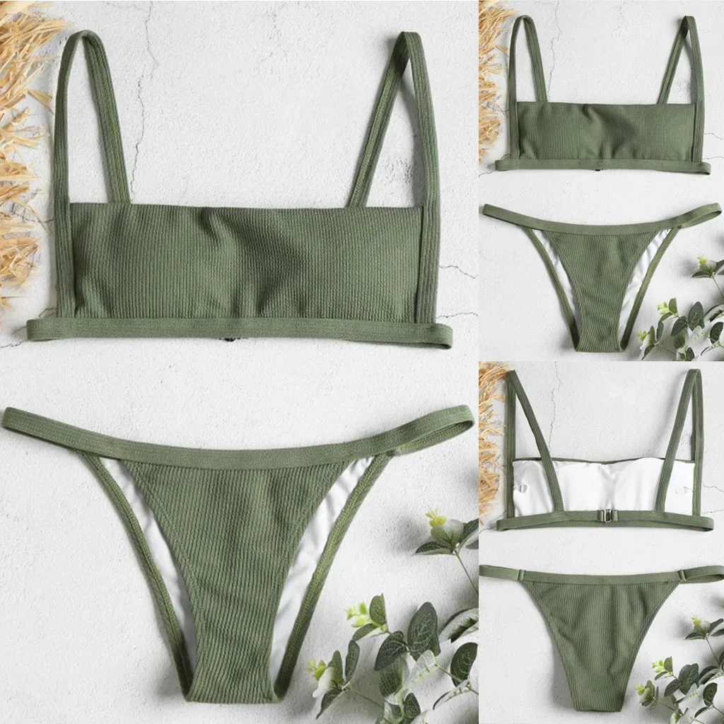 

Best Sales Women Sexy Bathing Costume Solid Color Bikini Set Two Piece Swimsuit Hot Sexy Bathing Suit 2020 High Quality Biquini
