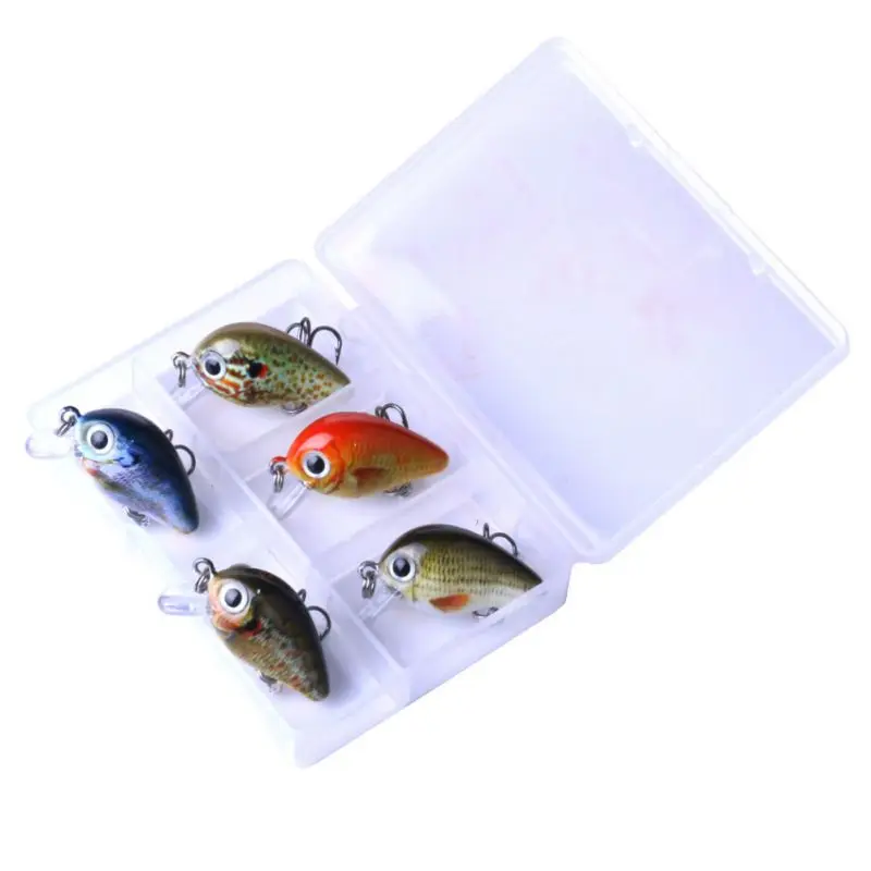 

NEW 5Pcs Mini Hanging Fishing Bait Artificial Fish Shape High Carbon Steel Metal Plastic Fishing Lure Boxed Fishing Accessories