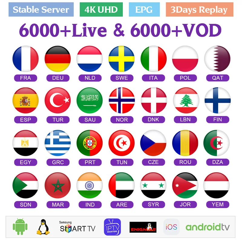IPTV France Spain Subscription 1 Year SANSAT Code IPTV French Netherlands Germany Belgium for Android Smart Tv Mag M3u IOS IP TV