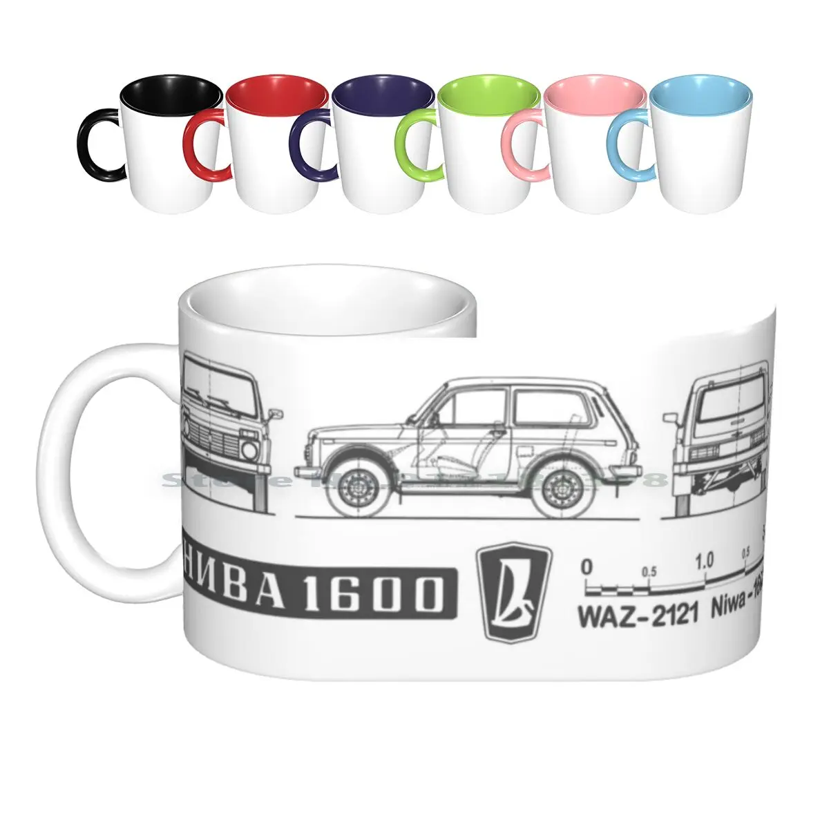 Lada Niva (Scuro) Tazze In Ceramica Tazze Da Caffè Tazza Da Tè Al Latte Lada Niva Lada Niva Russia Auto Urss Sovietica Niwa Vaz Autocaz Off Road