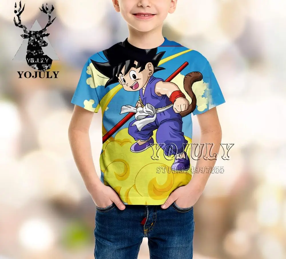 YOJULY Dragon Ball Аниме Гоку для маленьких мальчиков и девочек, детская одежда с 3d принтом детская футболка Лидер продаж, модные футболки Modis A415 - Цвет: 1
