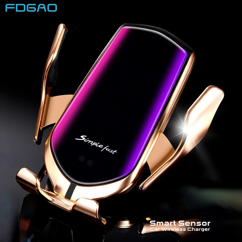 

Automatic Clamping Infrared Sensor 10W Car Wireless Charger Mount for iPhone 11 XS XR X 8 Samsung S10 S9 Qi Fast Charging Holder