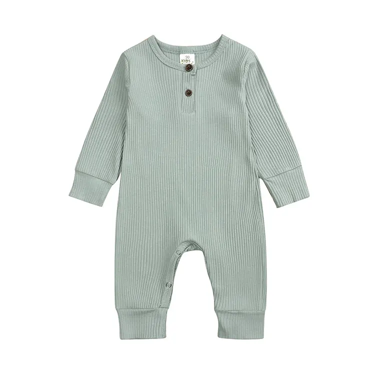 Baby Boy Romper Long Sleeve Knitted Ribbed Baby Clothes Girl Rompers Solid Color Toddler Romper Infant Clothing 0-24 Months Warm Baby Bodysuits 