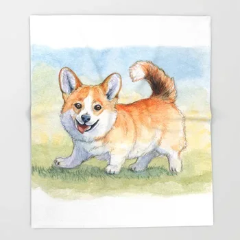 

Dog Corgi Cartoon Throw Blanket Cute Kids Design Funny Welsh Corgi Blankets for Beds Christmas Decorations for Home