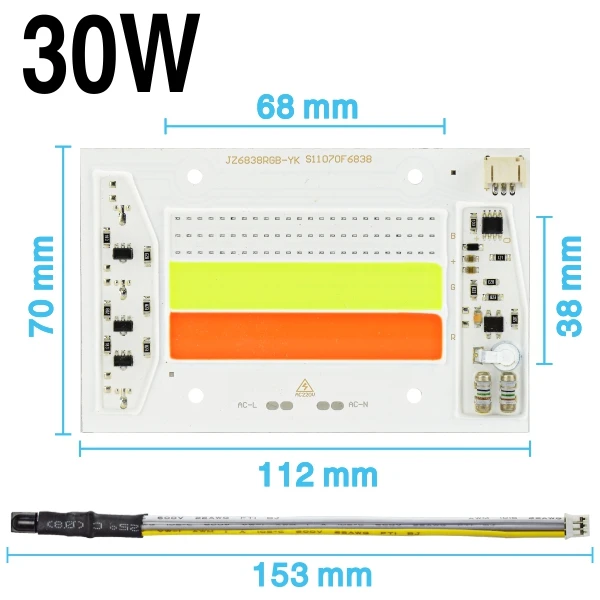 Высокомощный светодиодный COB Чип 30 Вт 50 Вт 220 В AC RGB светодиодный светильник без необходимости драйвер Регулируемая лампа для праздника светильник s украшение дома - Испускаемый цвет: 30W