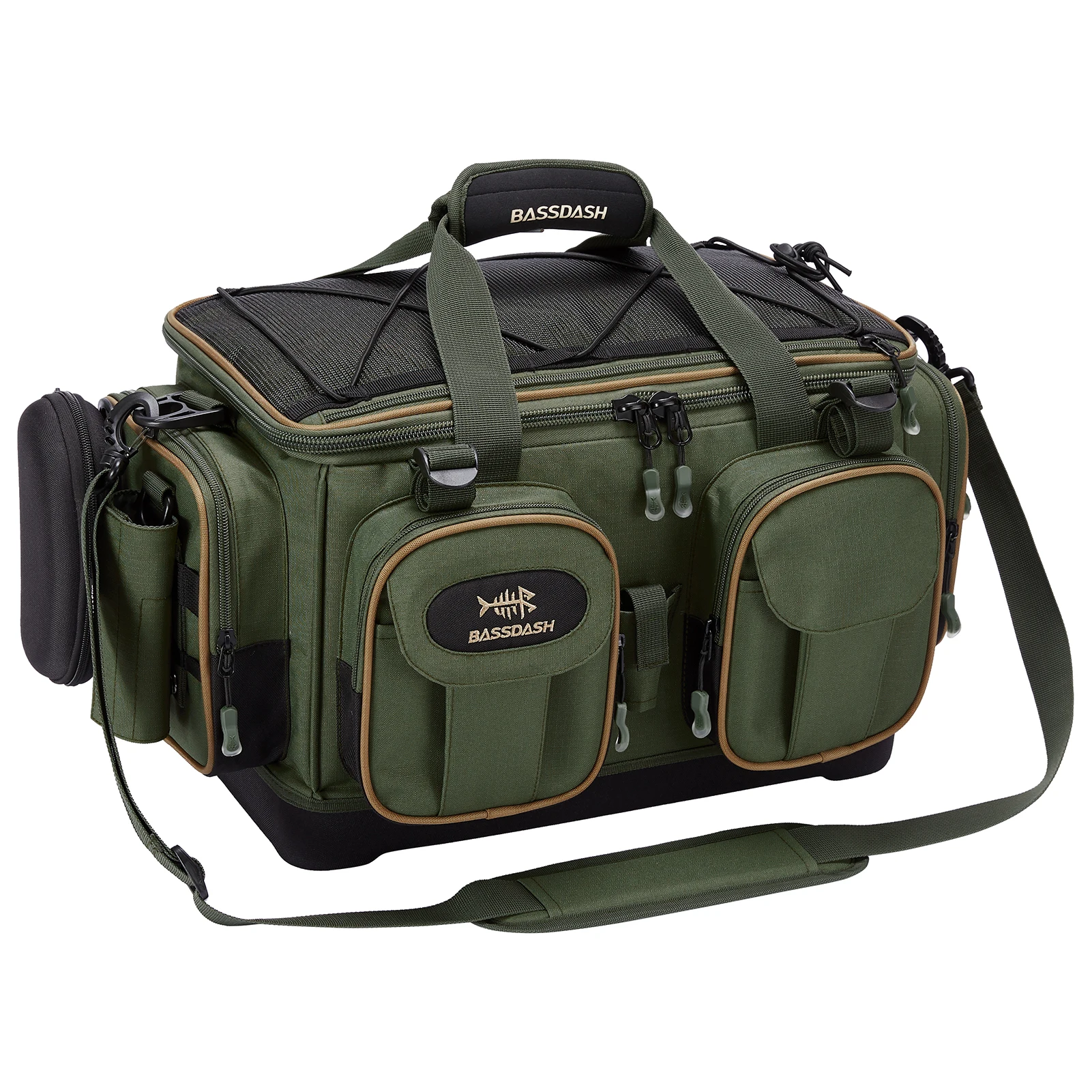 Best Seller  Bassdash FP05 Fishing Tackle Shoulder Bag Water Resistant Lightweight Gear Storage Pack with Hard Molded Bottom Rain Cover