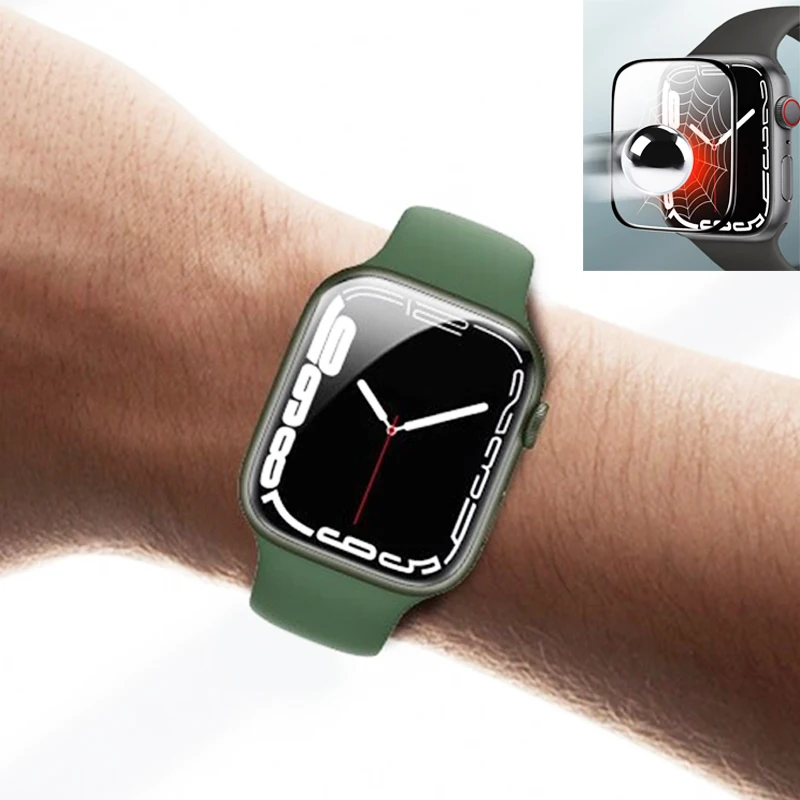 Soft Glass For Apple Watch Screen Protector 44mm 45mm 41mm 38mm 42 40mm 9D HD Full Film iWatch series 6 5 3 8 7 9 se Accessories