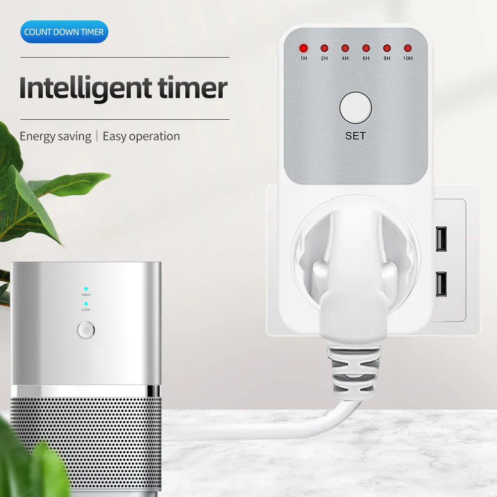 10Hr Countdown Timer Socket  Plug Intelligent Time Setting Switch Control Socket Electricity Power Metering Socket 6