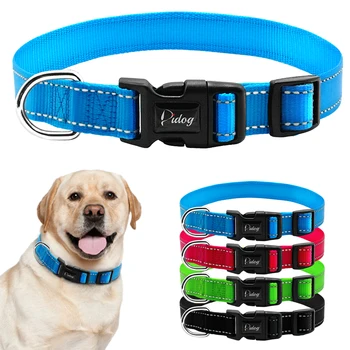 

Reflective Nylon Dog Collar Adjustable Pet Dogs Collars Breathable Neck Strape For Small Medium Dogs Labrador K9 Black S M L