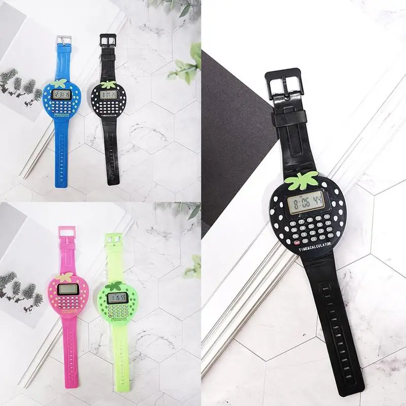 Красочные электронные многофункциональные детские Клубничные детские женские и мужские часы с калькулятором Z2J4