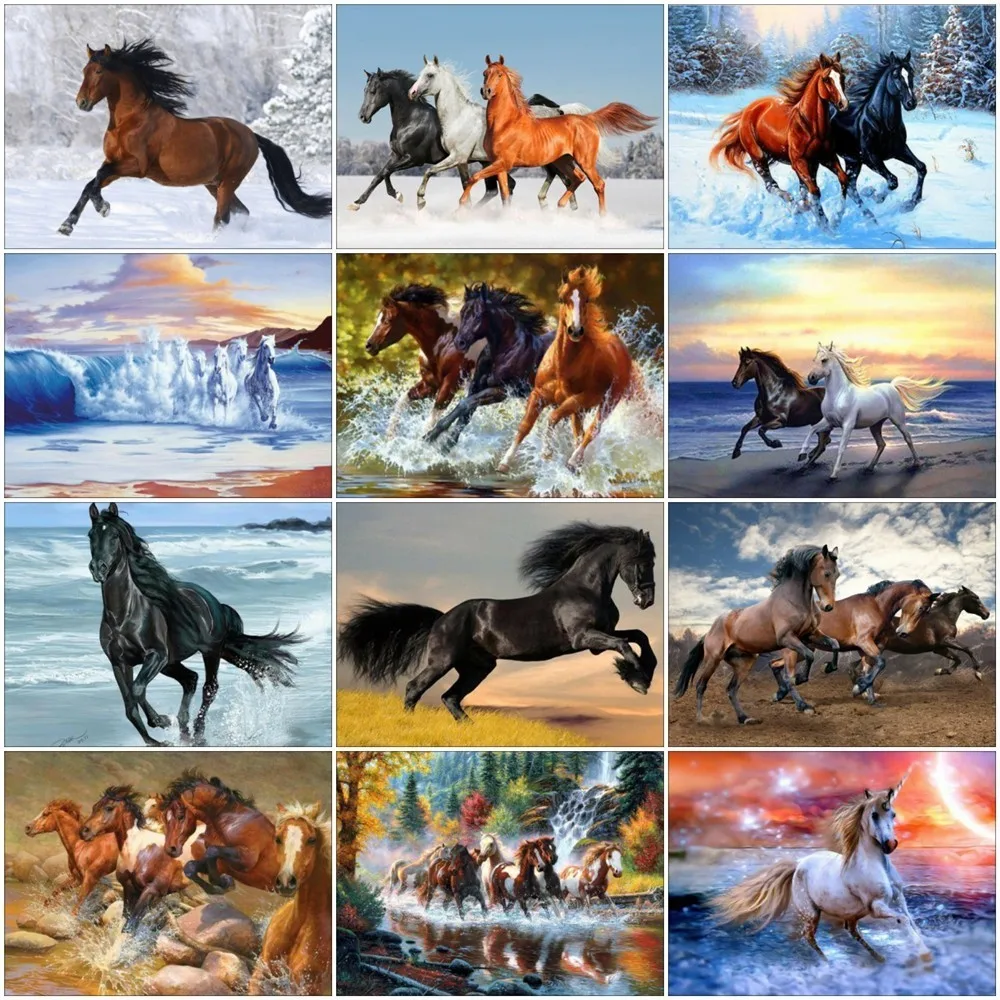 Diamond Painting Embroidery Picture Mosaic Rhinestone Horse Animals Home-Decoration 5d Diy