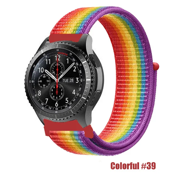 Colorful 39 Gear s3 Frontier ремешок для samsung galaxy watch 46 мм 42 мм активный 2 нейлон 22 мм ремешок для часов huawei gt ремешок amazfit bip 20 44 - Цвет ремешка: Colorful 39