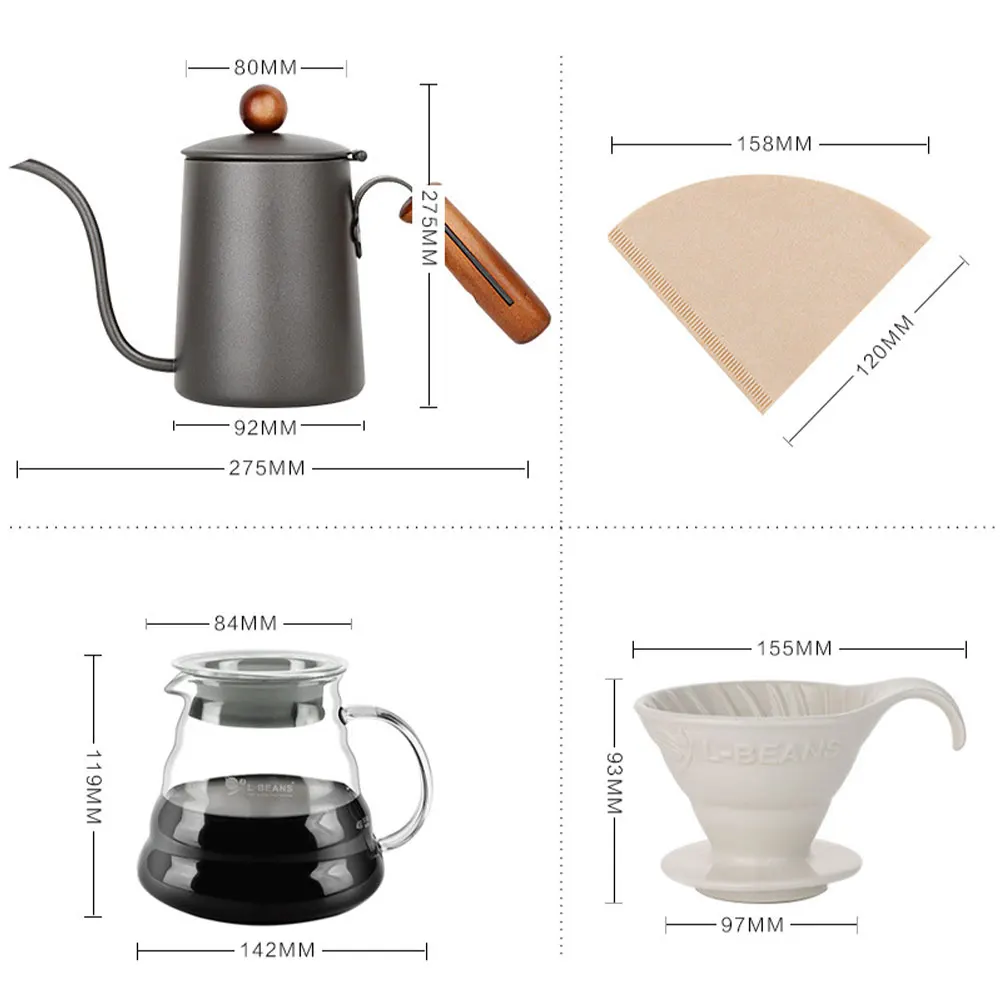  Coffee Pot Filter Ceramic Cup Gift Box Set Outing Portable Brew Coffee Pot Measuring Cup for Home K - 4000329031193