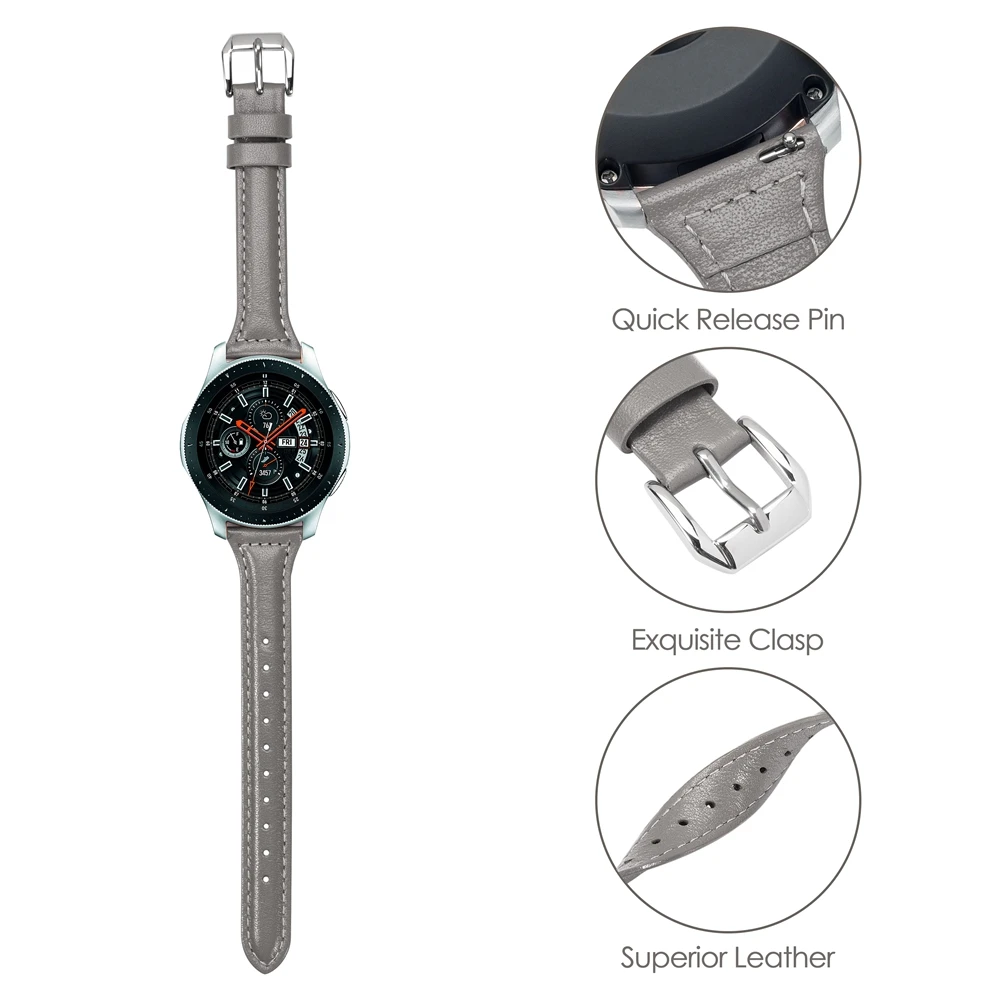 Ремешок из натуральной кожи 20 мм для samsung Galaxy Watch 46 мм быстроразъемный ремешок для gear S3 huami amazfit ремень