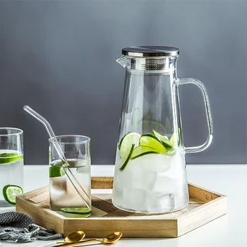 

A Large Amount of Glass Cold Water Bottle Explosion-Proof Heat-Resistant Cold Water Bottle Summer Refrigerator Refrigeration Thi