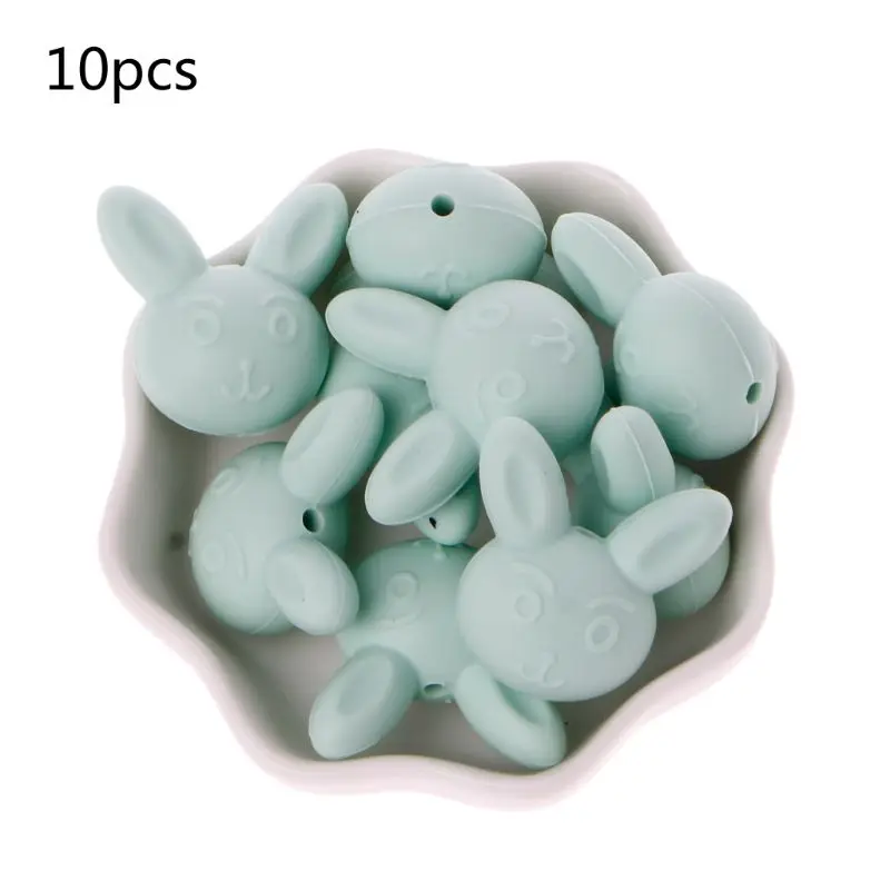 Mint Green 10 шт многоцветные горячие продажи 25 мм милые животные силиконовые бусы для прорезывания зубов бусины для DIY ожерелье без БФА - Цвет: Mint Green