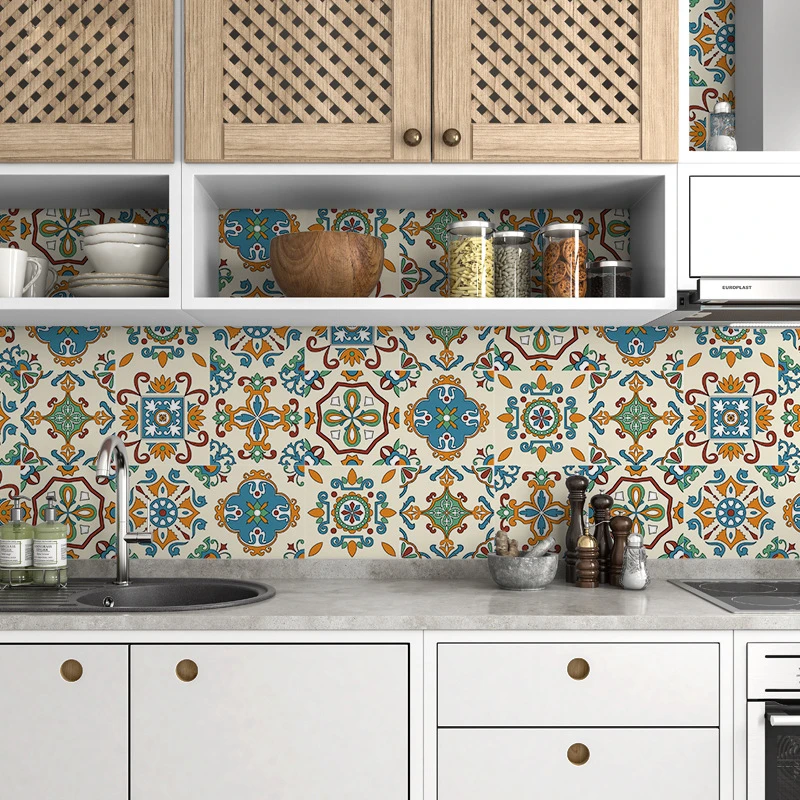 10pcs New 3d Ceramic Tile Wall Stickers Pvc Thick Crystal Film For Kitchen And Bathroom Self Adhesive Ceramic Tile Wallpaper Wall Stickers Aliexpress
