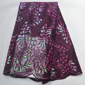 

2019 Latest High quality African lace fabric for wedding 2019 Polyester Sequins Organza African French lace fabric F5658