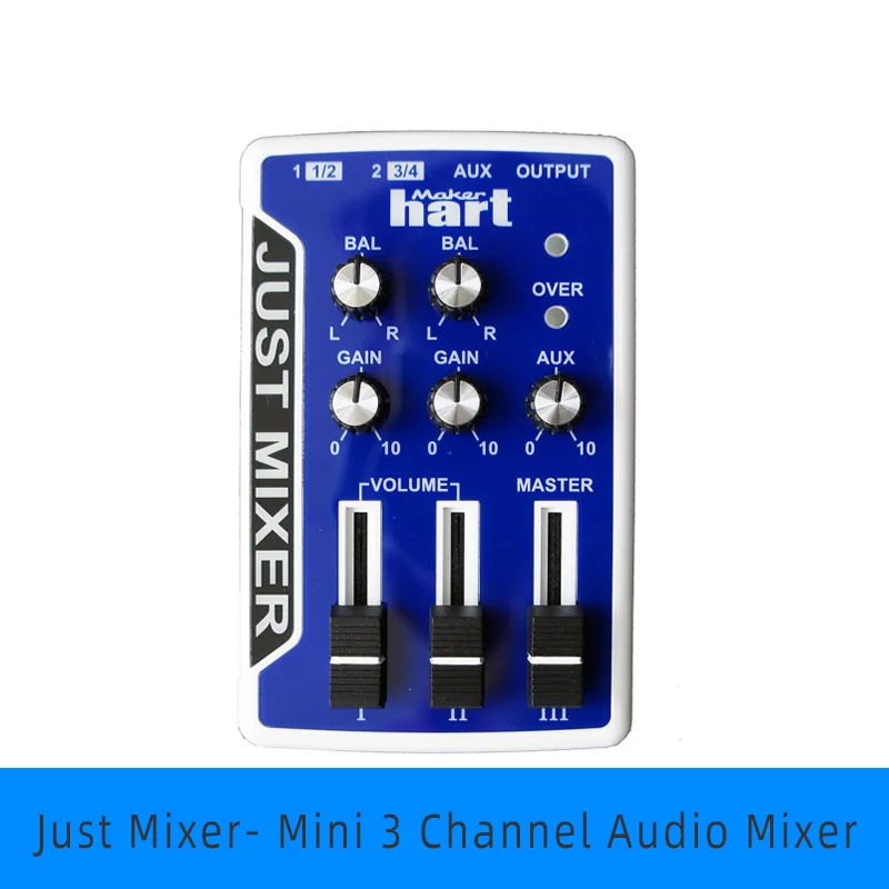 3.5mm JUST MIXER 2 : USB Audio Mixer Compact USB Powered Stereo Desktop/DJ Mixer w/ 3 In / 2 Out plus USB Audio Output