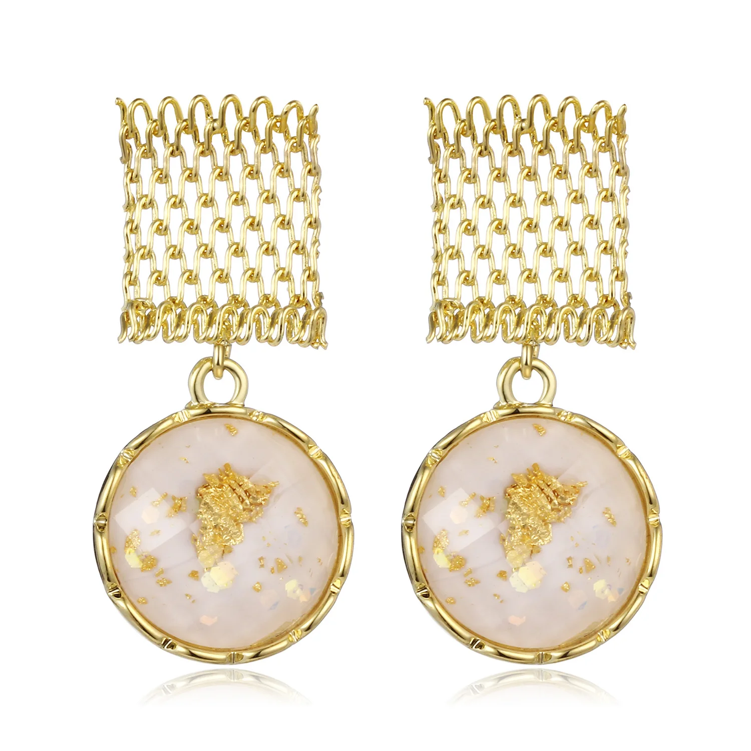 

Resin Round Geometric Drop Earring For Women Gold Color Copper Pendant Earring Fashion Party Jewelry boucle d'oreille femme 2019