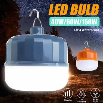 

40W/60W/150W 3 Modes Rechargeable USB LED Bulb Lamp Solar Charge Emergency Night Market Light Outdoor Camping Home Led Lamp