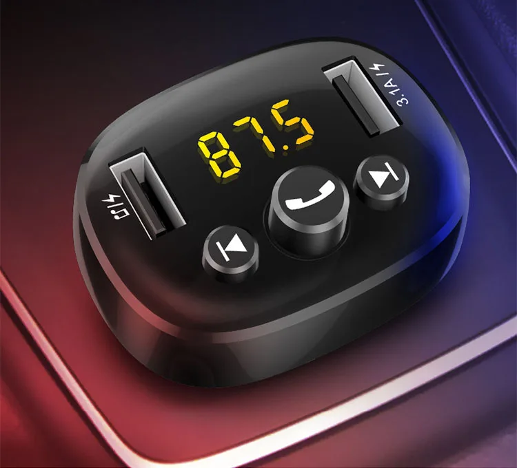 2 USB Автомобильное зарядное устройство комплект громкой связи FM передатчик Aux модулятор аудио MP3 плеер Bluetooth 4,2 быстрая зарядка автомобильное USB зарядное устройство