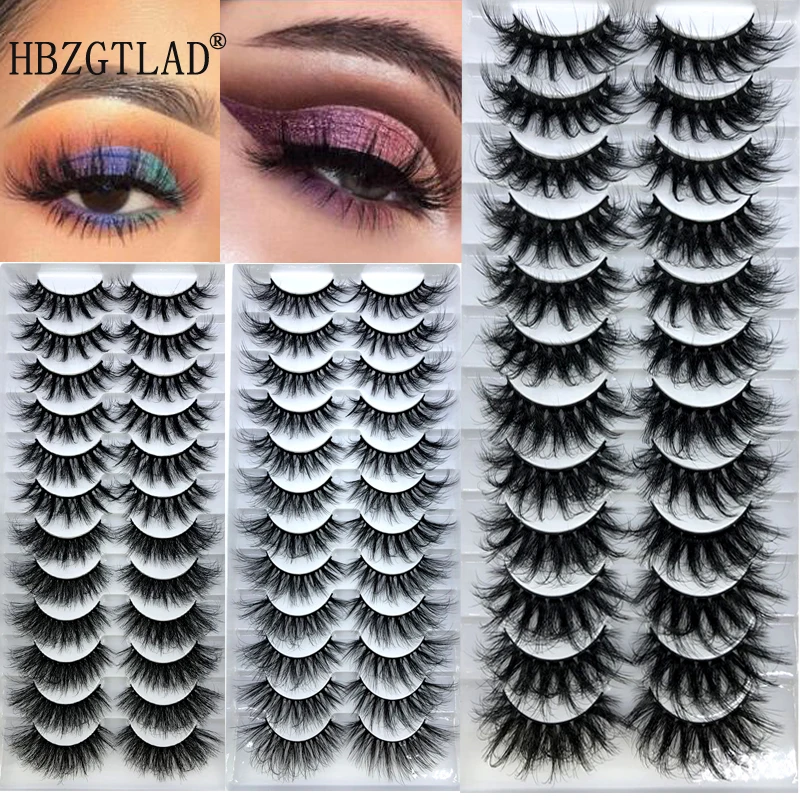 

600 Pairs mink eyelashes 25mm lashes fluffy messy 3D mink lashes wholesale 12 pairs natural Long Thick false eyelashes extension