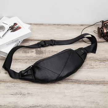 

2020 New Leather Waist Pack Men's Casual Sport Fanny Bag Crossbody Shoulder Chest Bags Street Trend Fashion Packs