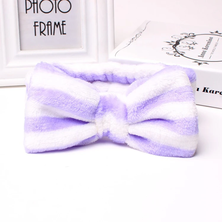 04 Purple Levao/повязка для волос из кораллового флиса в горошек с бантом для женщин и девочек, повязка на голову с бантом, эластичная резинка для волос, аксессуары для волос - Цвет: 04 Purple