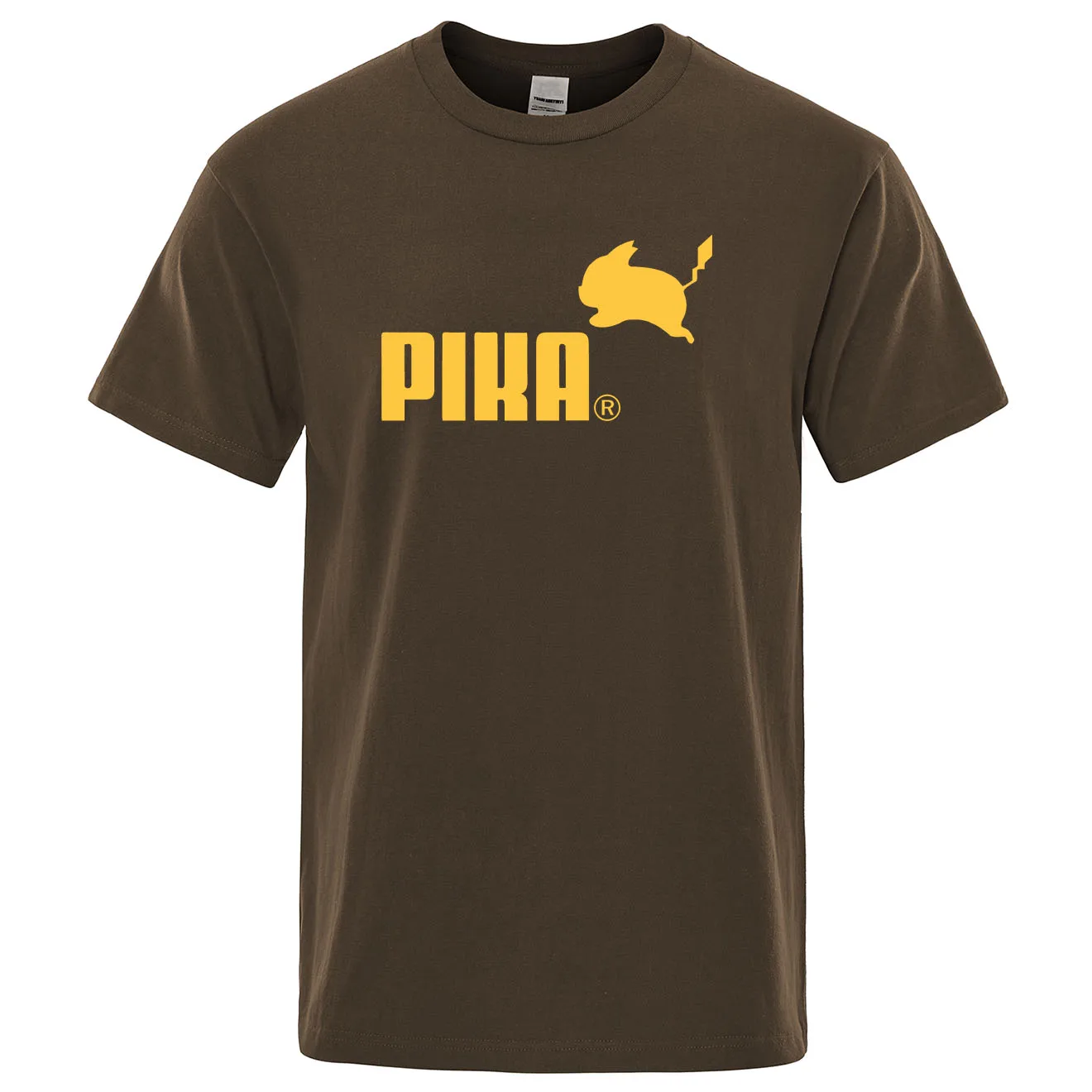 Летняя новая футболка Pika, мужские футболки с японским Аниме Покемон, футболки с Пикачу для мальчиков, хлопковая футболка с коротким рукавом, мужские повседневные футболки, топы - Цвет: brown 3