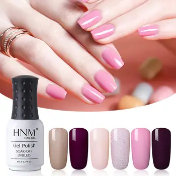 

HNM 6PCS 8ML Color Gel Nail Polish Set UV LED Soak Off Nail Varnish Long Lasting Primer Salon Manicure Gift Set Platinum