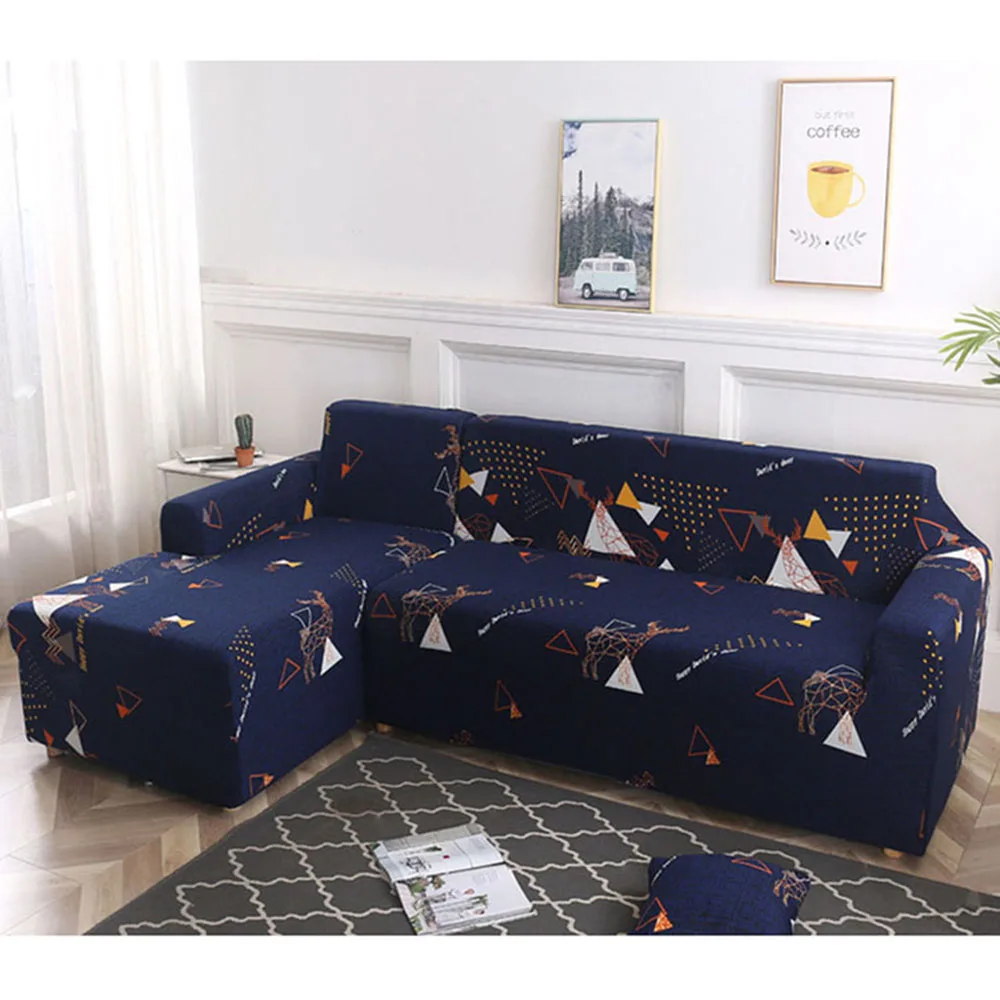

Blue sofa coverelastic christmas deer funda sofa chaise lounge orange white geometrical funda de sofa ajustable armchair cover