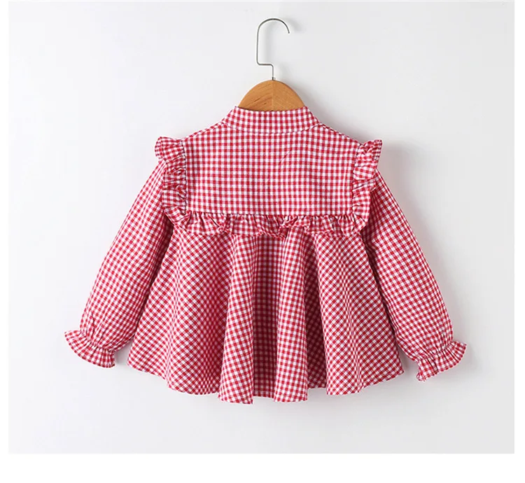 New Korean Children Shirt Girls Spring Clothing Shirt Children Plaid GIRL'S Shirt Childrenswear