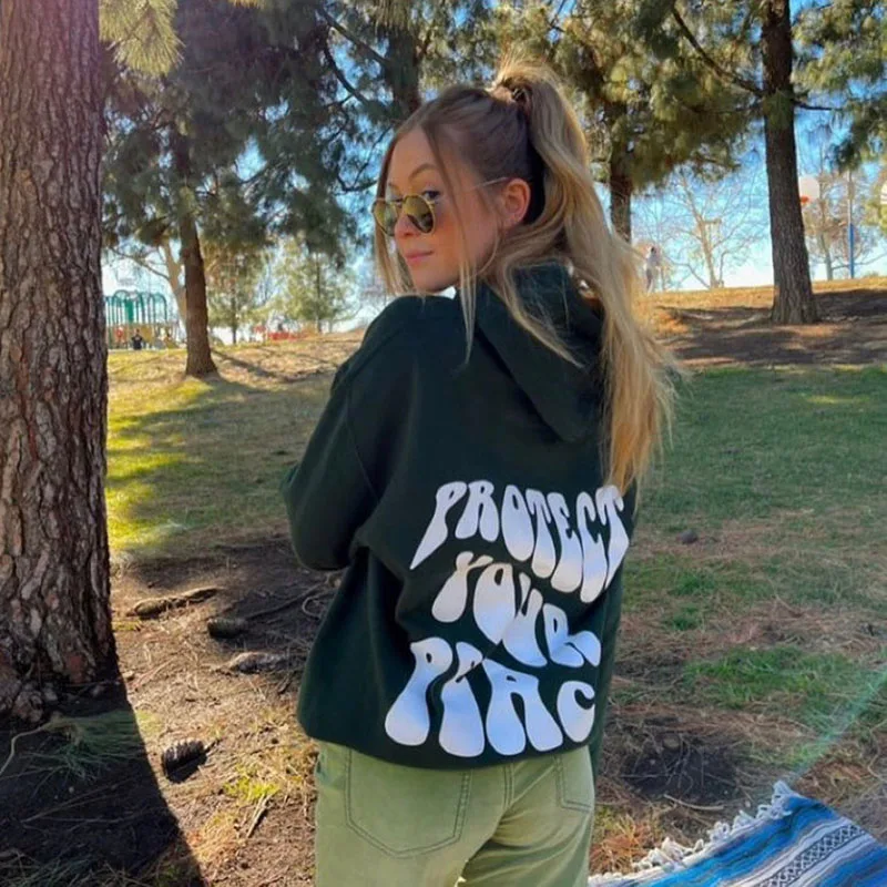 Ladies Jacket Vintage Winter Y2K Clothes High Street Sweatshirt Tumblr Green Sports Oversized Hoodie Skull | Женская одежда