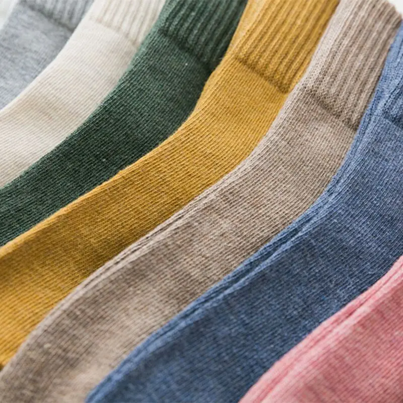3Pairs/lot=6Pieces Autumn Solid Color Wild Winter Socks Fashion Female Threaded Long Tube Woman Cotton Socks