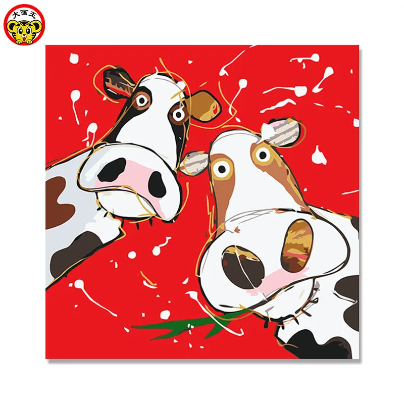 

painting by numbers art paint by number A pair of cow Art Association decorative painting, DIY digital painting, family living r