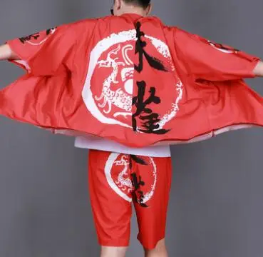 sets Мужской костюм самурая одежда кимоно куртка мужское кимоно рубашка юката haori мужские японские кимоно кардиган комплект кимоно 4 цвета - Цвет: sets