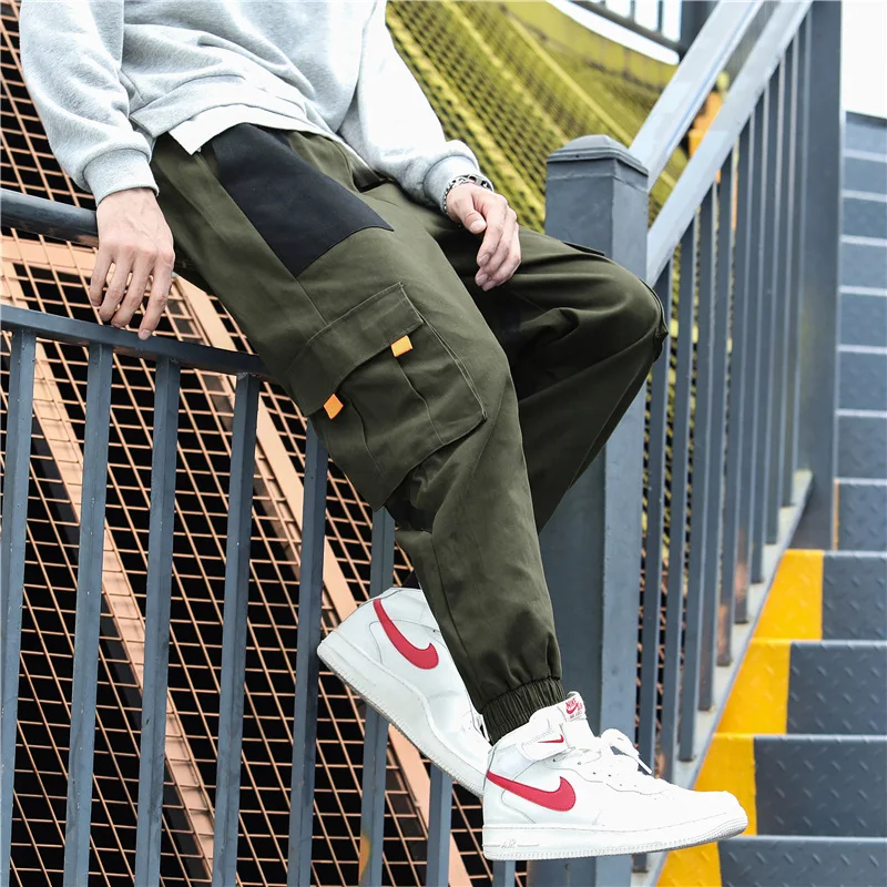 

Spring Pure Cotton Handsome Cargo Trousers Japanese-style Loose Pocket Mixed Colors Large Pocket Elasticity Closing Cargo Trouse