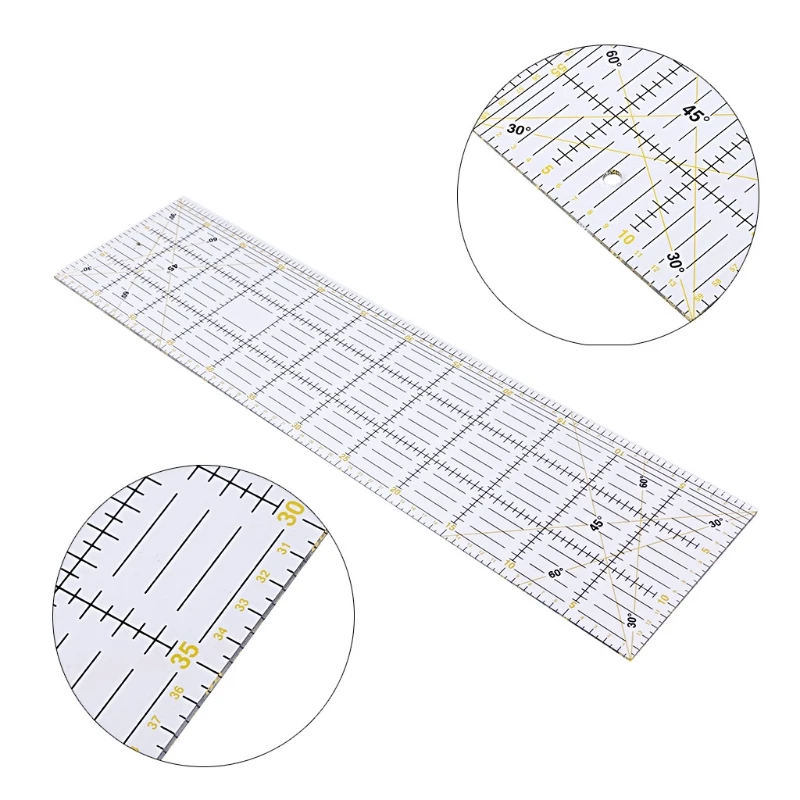 DIY Patchwork Hand Tools Sewing Part Fixed Gauge Fabric Cutting Ruler  15x30CM Quilting Acrylic Clear Mark