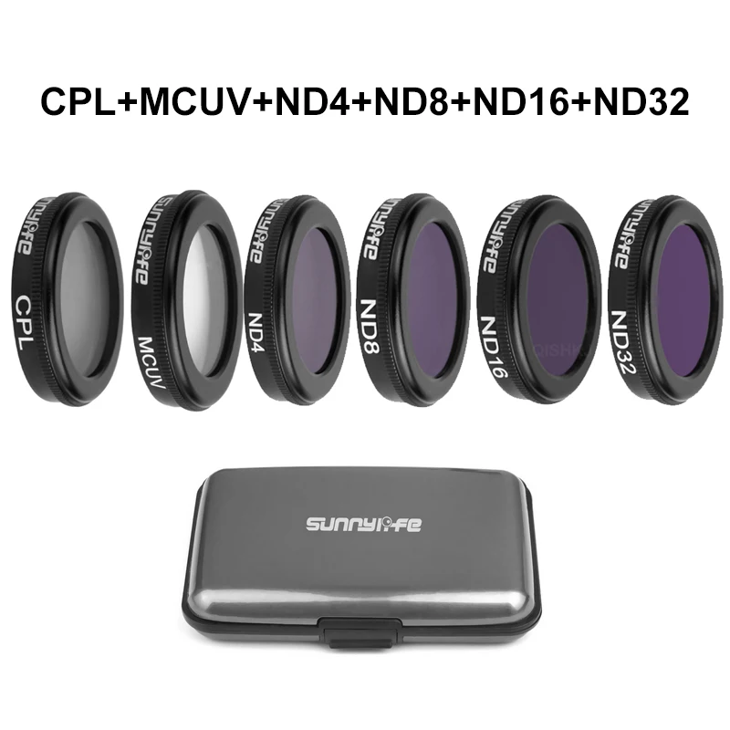 Фильтр для дрона UV CPL ND8/ND16/ND32 ND64-PL поляризационные фильтры нейтральной плотности Набор для DJI Mavic 2 Zoom Drone аксессуары - Цвет: UV CPL ND 4 8 16 32