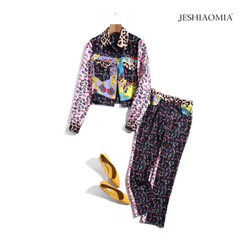 

2020 AUTUMN LEOPARD CROPPED JACKET & TROUSERS SET