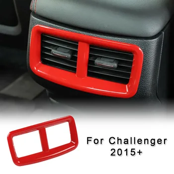 

1pc Red Rear Air Outlet Vent Cover Trim Frame ABS Car Interior Decoration For Dodge Challenger 2015-2019