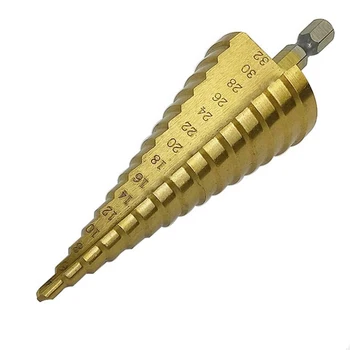 

3pc HSS Steel Drill Bit Set Cone Hole Cutter Taper Metric 4-12/20/32 mm Titanium Coated Metal Hex Core Drill Bits With Bag Tools