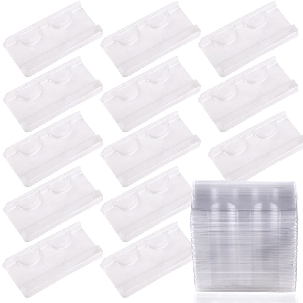 

Wholesale 50/100Pcs Lash Tray Clear False Eyelash Box Package Case Holder Transparent 25mm Empty Lashes Trays Storage Packaging
