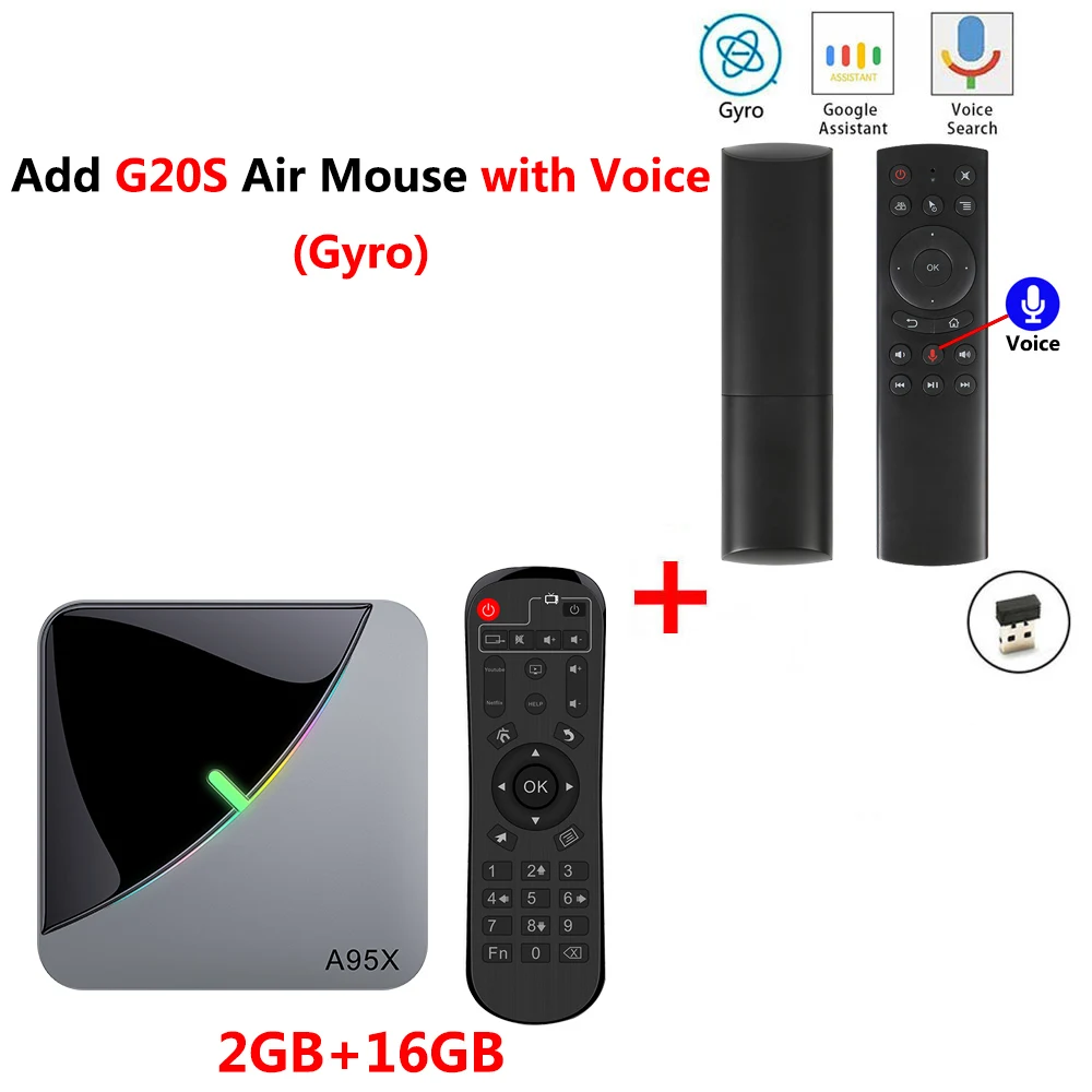 2GB 16GB add G20S A95X F3 AIR RGB светодиодный Amlogic S905X3 Smart Android 9,0 tv BOX 4 Гб ram 32 Гб 64 Гб rom wifi Bluetooth 4K UHD телеприставка 2 Гб 16 Гб - Цвет: 2GB 16GB add G20S