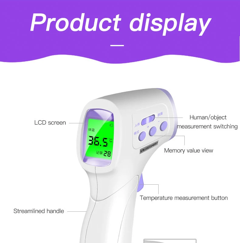 Детские Инфракрасный термометр Бесконтактное измерение тела Температура пистолет ЖК-дисплей 3 цветов Подсветка цифровой электронный термометр
