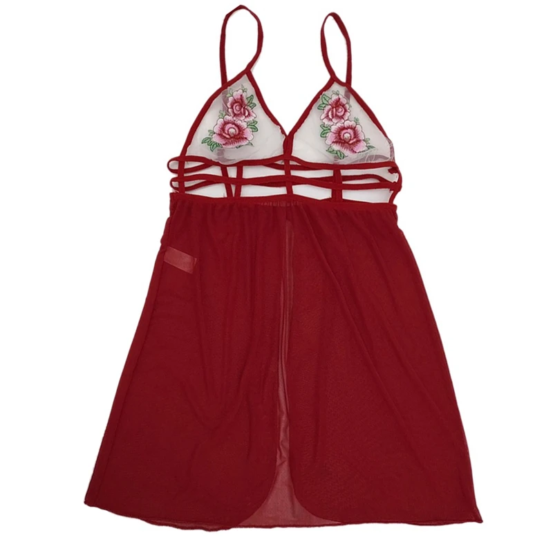  Sexy Women Babydoll Mesh Sleepwear Lingerie Sexy Lingerie Erotic Sexy Perspective Floral Embroidere